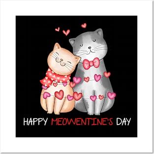 Happy Meowentines Day Cute Cat Valentines Day Posters and Art